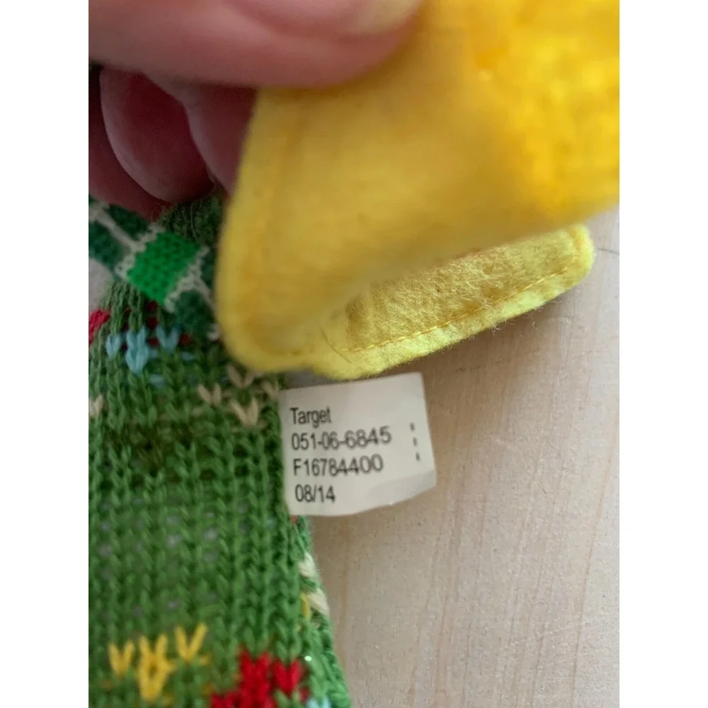 Target Christmas Angel Ornament Green Knitted Yellow Felt Wings Retro Style
